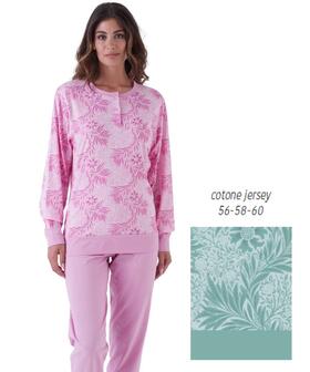 Pigiama donna calibrato a serafino in jersey di cotone Karelpiu' KE0046 