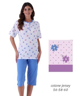 Pigiama donna CALIBRATO a manica corta e bermuda in jersey di cotone Karelpiu' KE0077 