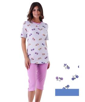 Pigiama donna a manica corta e pinocchietto in cotone Karelpiu' KE0112 