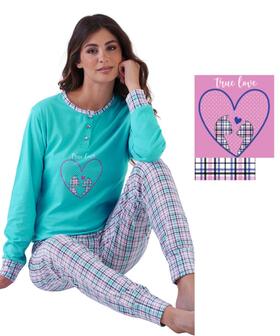Pigiama donna a serafino in jersey di cotone Karelpiu' KE0144 