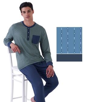 Pigiama uomo a manica lunga in jersey di cotone Karelpiu' KE0223 