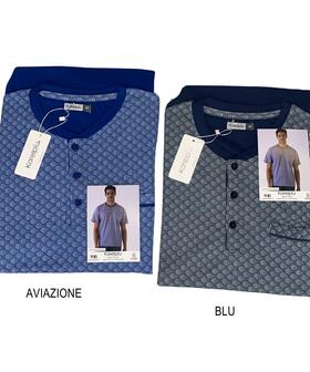 Karelpiu' KE0241 men's short-sleeved pajamas with long trousers in cotton jersey 