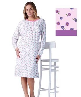Camicia da notte donna in jersey di cotone caldo Karelpiu&#39; KF9009 