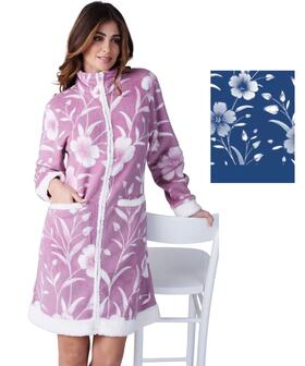 Vestaglia donna con zip in caldo pile coral Karelpiu&#39; KF9210 