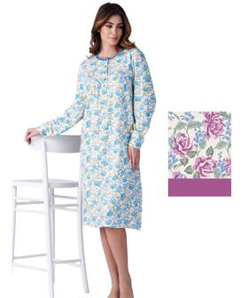 Camicia da notte donna in jersey di cotone caldo Karelpiu&#39; KF9024 