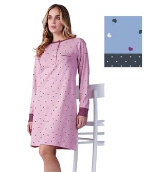 Camicia da notte donna in jersey di cotone caldo Karelpiu&#39; KF9029 