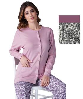 Pigiama donna aperto in jersey di cotone caldo Karelpiu' KF9044