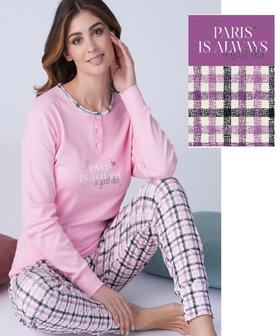 Pigiama donna in jersey di cotone caldo Karelpiu&#39; KF9062 