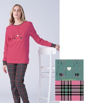 Pigiama donna in jersey di cotone caldo Karelpiu&#39; KF9070 