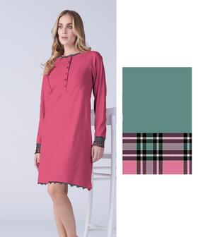 Camicia da notte donna in jersey di cotone caldo Karelpiu&#39; KF9071 