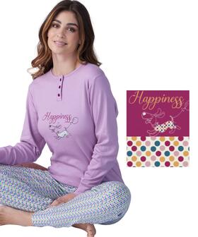 Pigiama donna in calda felpa di cotone Karelpiu&#39; KF9080 
