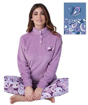 Pigiama donna in caldo pile coral Karelpiu&#39; KF9225 