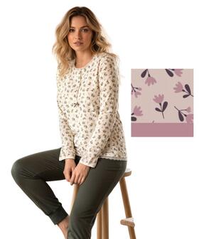 Karelpiu' KI1010 Women's Warm Cotton Jersey Pajamas 