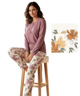 Karelpiu' KI1029 Women's Warm Cotton Jersey Pajamas 