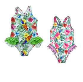 GIRL&#39;S ONE-PIECE SWIMSUIT WITH TROPICAL PRINT 3-7 YEARS LB-70196 LOLETA 
