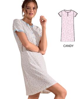 Camicia da notte donna a manica corta in jersey di cotone Infiore Lovely LVL634203 