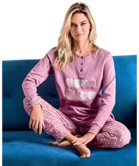 Pigiama donna in jersey di cotone caldo Infiore Love Me LVM652820 