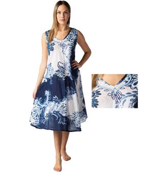 ABITO DONNA SPALLA LARGA IN COTONE VOILE MARILA M106 