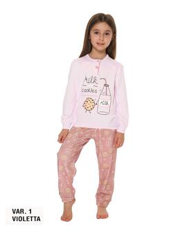Pigiama da bambina in CALDO cotone Martellina M2006 