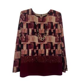 WOMEN&#39;S LONG-SLEEVED PATTERNED BLOUSE BY CHIARA AUTIERI MA3053 