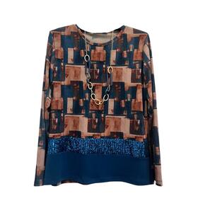 WOMEN&#39;S LONG-SLEEVED PATTERNED BLOUSE BY CHIARA AUTIERI MA3053 