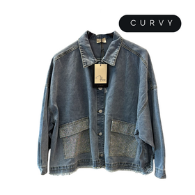 WOMEN'S DENIM JACKET OVER FLORA CURVY ML003 