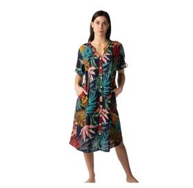 WOMEN&#39;S OPEN DRESS WITH SHORT SLEEVES IN COTTON VOILE MARILA MIRIAM 