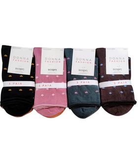 Calzino corto donna smollato in cotone caldo Scopri Prisco Myra TRI-PACK 