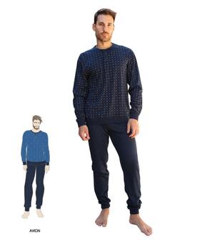 Pigiama uomo lungo in jersey di cotone Nottingham NPA552 
