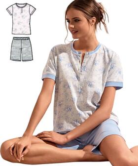 Pigiama donna a manica corta in jersey di cotone Infiore Nuvola NVL654198 