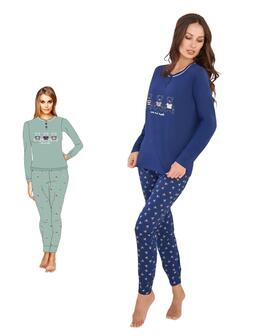 Pigiama donna in jersey di cotone Oro Nero OD563 