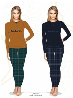 Pigiama donna in jersey di cotone caldo Oro Nero OD485 