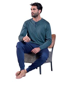 Pigiama uomo in jersey di cotone caldo Oro Nero OU495 