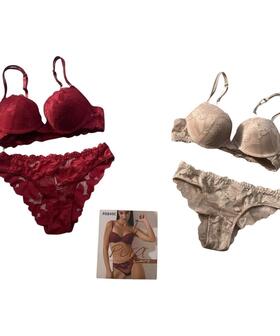 Ensemble soutien-gorge push-up en dentelle et culotte br&eacute;silienne Pura P0849C pour femme 