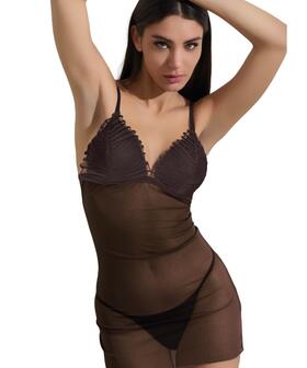 Ensemble nuisette en dentelle et micro-tulle pour femme avec string Pura P0855C 