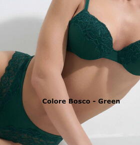 Completo donna con push-up graduato in bamboo e pizzo con brasiliana Pura P0801C 