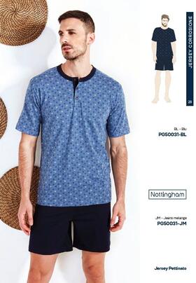 Pigiama uomo corto in jersey di cotone Nottingham PG50031 