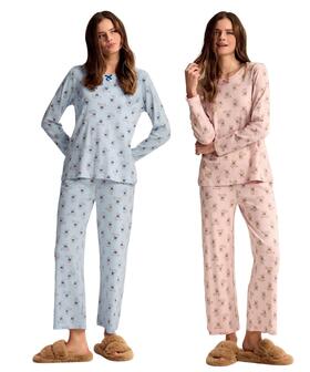 Pigiama donna in jersey di cotone caldo Infiore Peluche PLC654610 