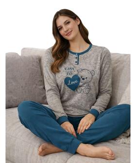 Pigiama donna in jersey di cotone caldo Parika &amp; Zenzero PP640 
