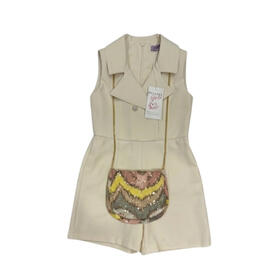 Salopette sans manches pour fille avec sac PH3140 (8-14 ans) 