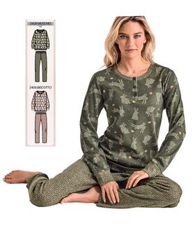Pigiama donna in jersey di cotone caldo Infiore Rabbits RBB652841 