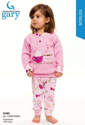 Baby girl&#39;s warm cotton jersey pajamas Gary S10001 