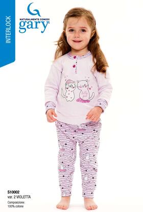 Baby girl&#39;s pajamas in warm cotton jersey Gary S10002 