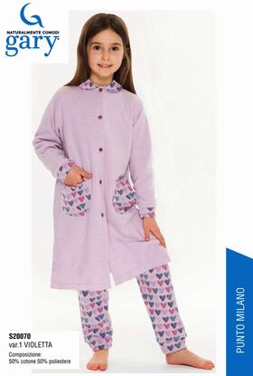 GIRL&#39;S PUNTO MILANO BUTTONED DRESSING GOWN S20070 GARY 3-7 