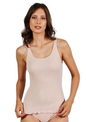Women&#39;s wide shoulder tank top in ribbed cotton Esse Speroni S5202 