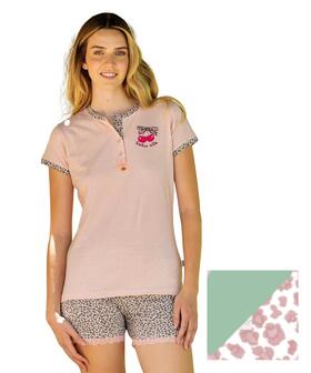 Irge SDC222 Girls' Short Cotton Jersey Pajamas 