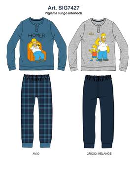 Pigiama uomo in jersey di cotone caldo The Simpson Sabor SIG7427 