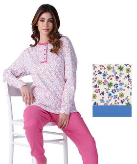 Pigiama donna calibrato in jersey di cotone caldo Karelpiu&#39; SK9015 