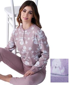 Pigiama donna in caldo jersey di cotone lanato Karelpi&ugrave; SK9269 