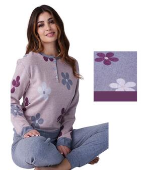 Pigiama donna in caldo jersey di cotone lanato Karelpi&ugrave; SK9278 